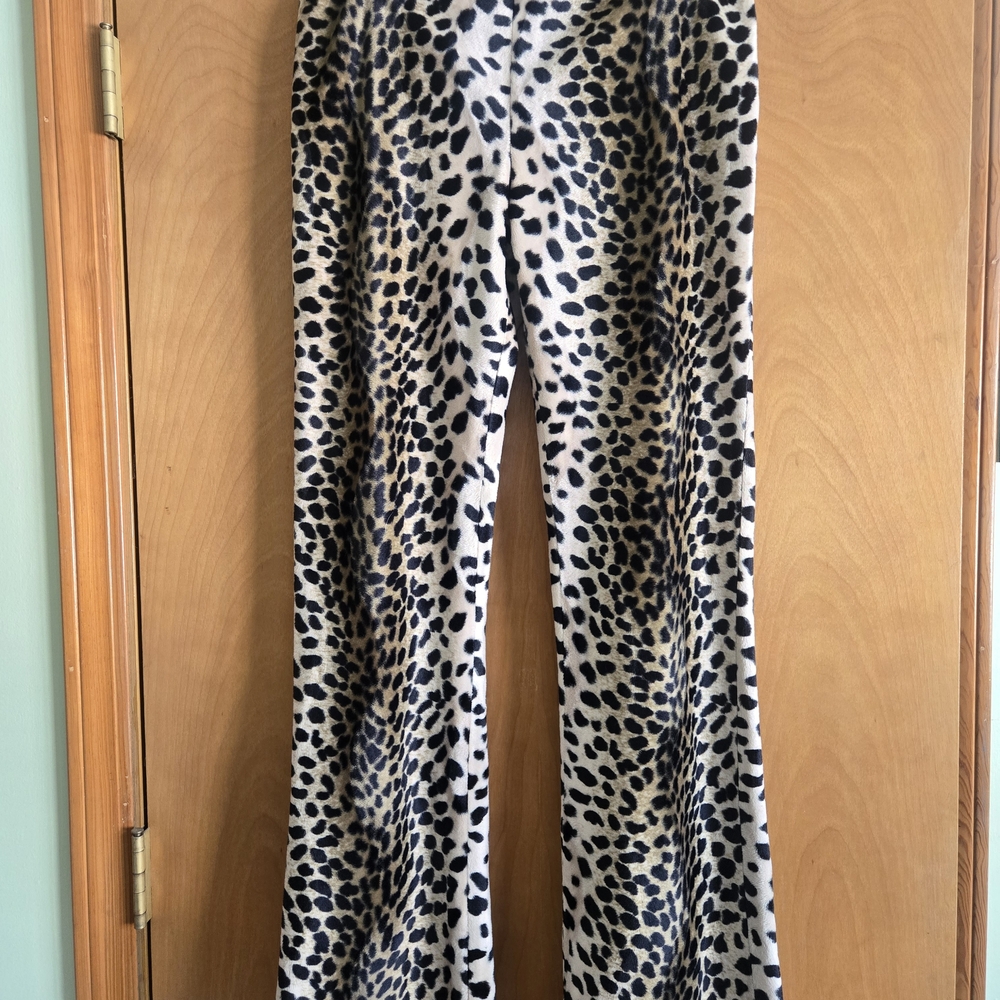 DKNY Cheetah Print Velour Flare Leg Pants